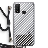 Strepen zwart-wit: Huawei P Smart (2020) Transparant Hoesje met koord