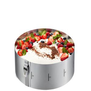 Verstelbare taartring met clip, Ø16 - Ø30 cm x 10 cm, RVS, 20 jaar garantie - GEFU TONDO CLIP