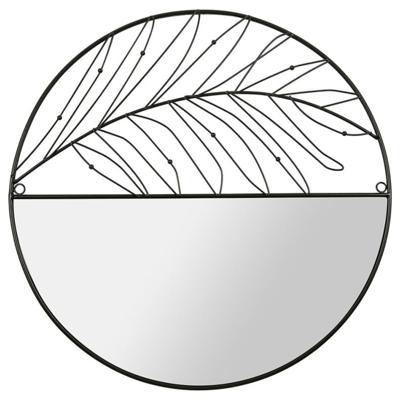 Wandpiegel Leaf - zwart - metaal - rond - modern - D49 cm