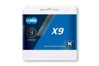 KMC x9 grey fietsketting, 114 schakels, 9-speed, grijs