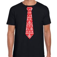 Stropdas Kerst t-shirt kerstpatroon zwart voor heren 2XL  -