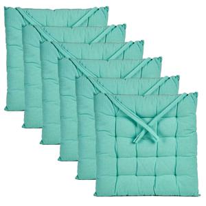 Stoelkussen Decorama - 6x - binnen/buiten - mintgroen - 40 x 40 x 5 cm - polyester