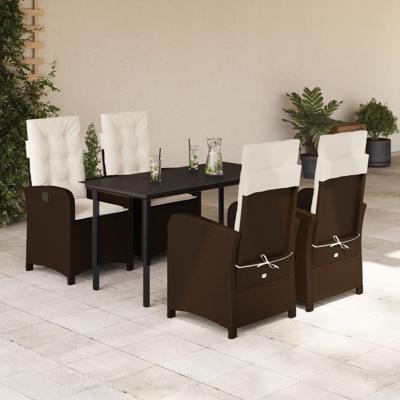 5-delige Tuinset met kussens poly rattan bruin