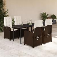 5-delige Tuinset met kussens poly rattan bruin