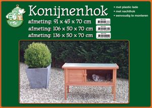 Konijnenhok bouwpakket met plastic lade bruin 91 cm - Gebr. de Boon