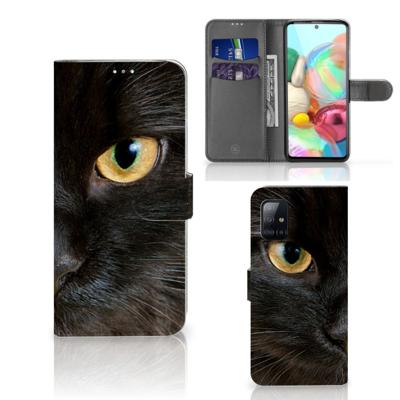 Samsung Galaxy A71 | Telefoonhoesje | Met pasjeshouder | Zwarte Kat