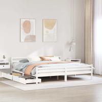 Bedframe zonder matras massief grenenhout wit 200x200 cm