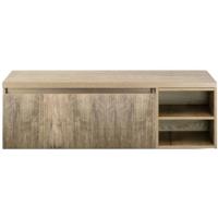 Frozen 3D Badmeubelset 140 cm - Greeplijst in Kleur - Wastafel Regaalkast met Bovenblad French Oak