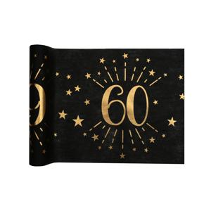 Tafelloper 60 jaar verjaardag - 30 x 500 cm - op rol - zwart/goud - Feestartikelen