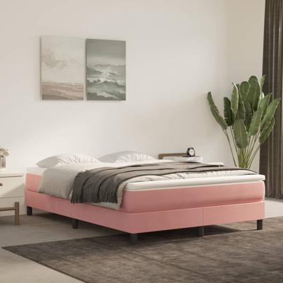 Bedframe fluweel roze 140x190 cm