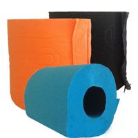3x Rol gekleurd toiletpapier turquoise/oranje/zwart   - - thumbnail