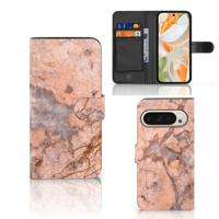 Google Pixel 9 | 9 Pro | Bookcase | Marmer Oranje | Portemonnee hoesje