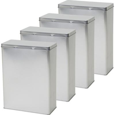 Opbergblik - 4x - zilver - 19x9x25 cm - voorraadblikken - voorraadbussen - - 3.8 liter - bewaarblik