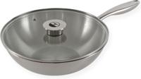 ELLE Gourmet Classique Wokpan met bijbehorende deksel- Ø 28 cm - Zonder anti-aanbaklaag - RVS