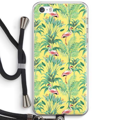 Flamingo party: iPhone 5 / 5S / SE Transparant Hoesje met koord