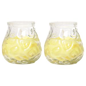 Citronella lowboy tafelkaars - 2x - 7 cm - 17 branduren - citrusgeur