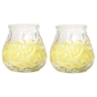 Citronella lowboy tafelkaars - 2x - 7 cm - 17 branduren - citrusgeur