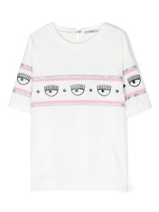 Chiara Ferragni Kids t-shirt Eyelike à bande logo - Blanc