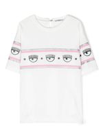 Chiara Ferragni Kids t-shirt Eyelike à bande logo - Blanc