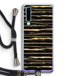 Gouden strepen: Huawei P30 Transparant Hoesje met koord