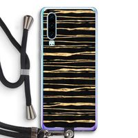 Gouden strepen: Huawei P30 Transparant Hoesje met koord
