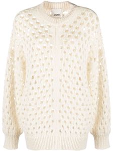 ISABEL MARANT Tane crochet wool-blend jumper - Tons neutres