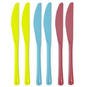Messen - kunststof - 24x - herbruikbaar plastic - 19 cm - BBQ / Verjaardag / Camping / Party