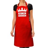 Keuken koningin keukenschort rood voor dames - thumbnail