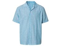 LIVERGY Heren linnen overhemd (S (37/38), Gestreept/blauw/wit)