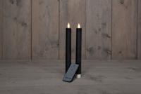 2PCS ZWART RUSTIEK WAX DINER KAARS 23CM BEW. VLAM MET AFSTANDS BEDIENING 2XAA - Annas collection