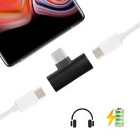 Type-C naar Type-Cx2 opladen & luisteren Converter voor Galaxy HTC Google LG Sony Huawei Xiaomi Lenovo en andere Androïde Phone(Black)