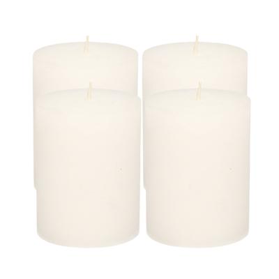 Atmosphera Stompkaars - 4x - wit - 7 x 9 cm - middel rustiek model - cilinderkaars - kaars