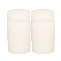 Atmosphera Stompkaars - 4x - wit - 7 x 9 cm - middel rustiek model - cilinderkaars - kaars