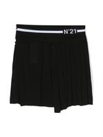 Nº21 Kids jupe plissée à logo en intarsia - Noir