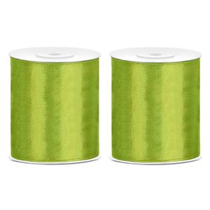 3x Hobby/decoratie groen satijnen sierlinten 10 cm/100 mm x 25 meter