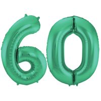 Leeftijd feestartikelen/versiering grote folie ballonnen 60 jaar glimmend groen 86 cm - Ballonnen