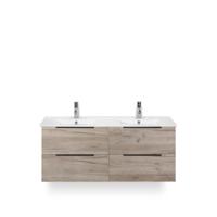 Seville Badmeubelset 120 cm - 4 laden Craft Oak Edge greep - Wastafel Enjoy Dubbel