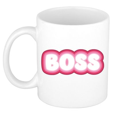 Cadeau mok voor baas - roze - grappig - keramiek - 300 ml - boss