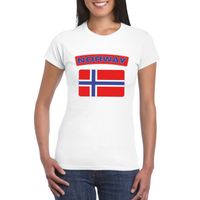 T-shirt met Noorse vlag wit dames - thumbnail