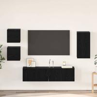 Tv-meubelset met plank Wandgemonteerd Anders met opslag met de deur 5 pcs Zwart eiken Bewerkt hout