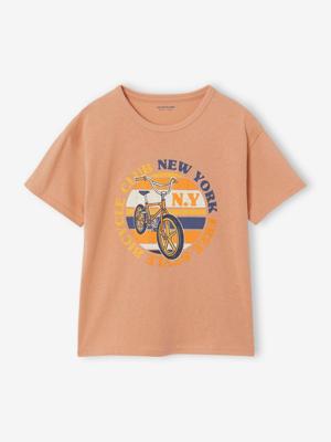 Jongensshirt met korte mouwen en grafisch ontwerp sinaasappel