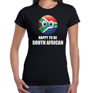 Zuid-Afrika emoticon Happy to be African landen t-shirt zwart dames