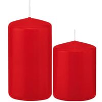 Stompkaarsen set van 4x stuks rood 8 en 12 cm - Stompkaarsen