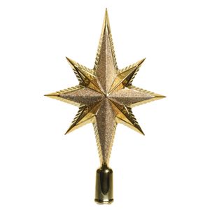Kunststof glitter ster piek/kerstboom topper goud 25,5 cm   -