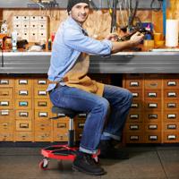 Verstelbare Mechanische Kruk Rolstoelzitting met Gewatteerde Zitting Draaibare Krukstoel voor Garage Werkplaats en Auto-reparatiewinkel