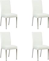 Set van 4 Gebroken witte leren moderne eetkamerstoelen Real - poot vierkant rvs - Toledo Leer Bianco (gebroken wit leer)