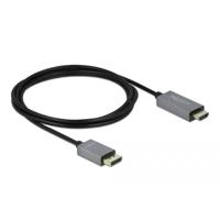 Delock 85929 DisplayPort-kabel DisplayPort / HDMI Aansluitkabel DisplayPort-stekker, HDMI-A-stekker 2 m Zwart, Grijs Vergulde steekcontacten, 4K UHD