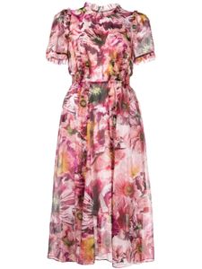 Marchesa Rosa robe mi-longue Salem à fleurs - Rose