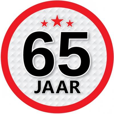65 jaar leeftijd sticker - rond - Dia 15 cm - 65 jaar verjaardag - jubileum - leeftijd versiering