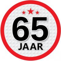 65 jaar leeftijd sticker - rond - Dia 15 cm - 65 jaar verjaardag - jubileum - leeftijd versiering